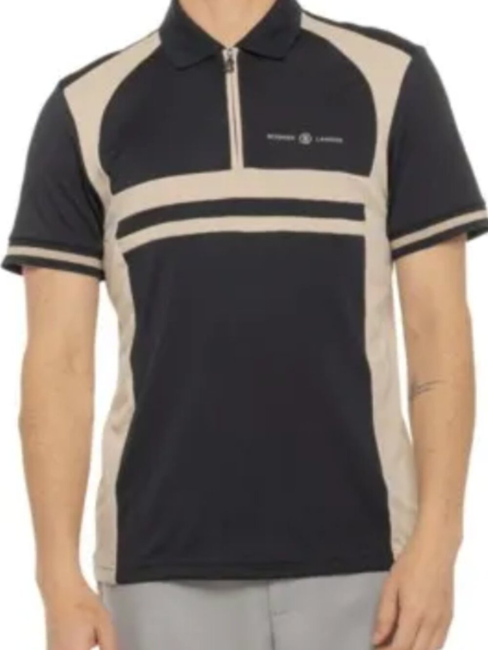 $220! NWOT Men's Bogner x Langer Bernhard Golf Polo Shirt - Black Beige - Medium